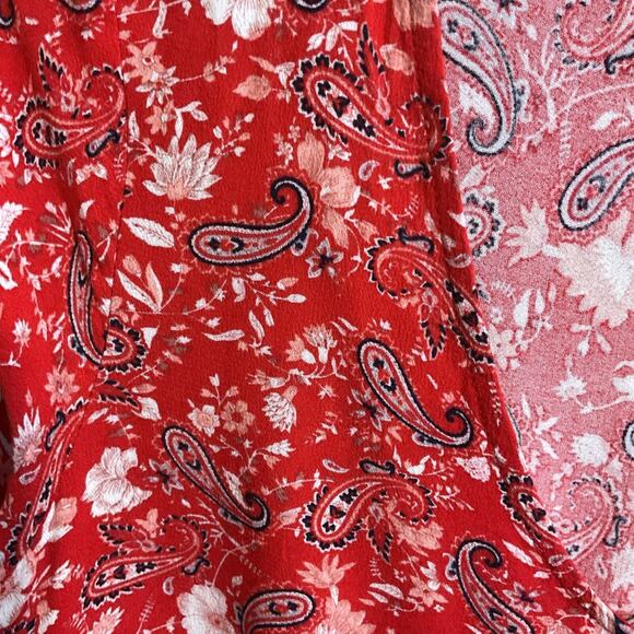 KNOX ROSE Blouse Women's Size S Red Multi-Floral Paisley Print Relaxed Fit Boho - Picture 6 of 10